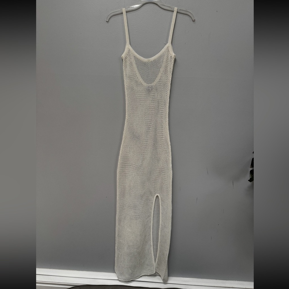 Beginning Boutique White Maxi Knit Sleeveless Dress in Size 6
